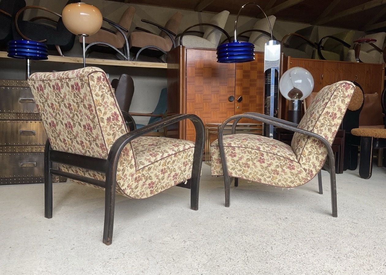 Set Of 2 Armchairs By Karel Kozelka & Antonín Kropáček For Praha Interier 50s photo for sale