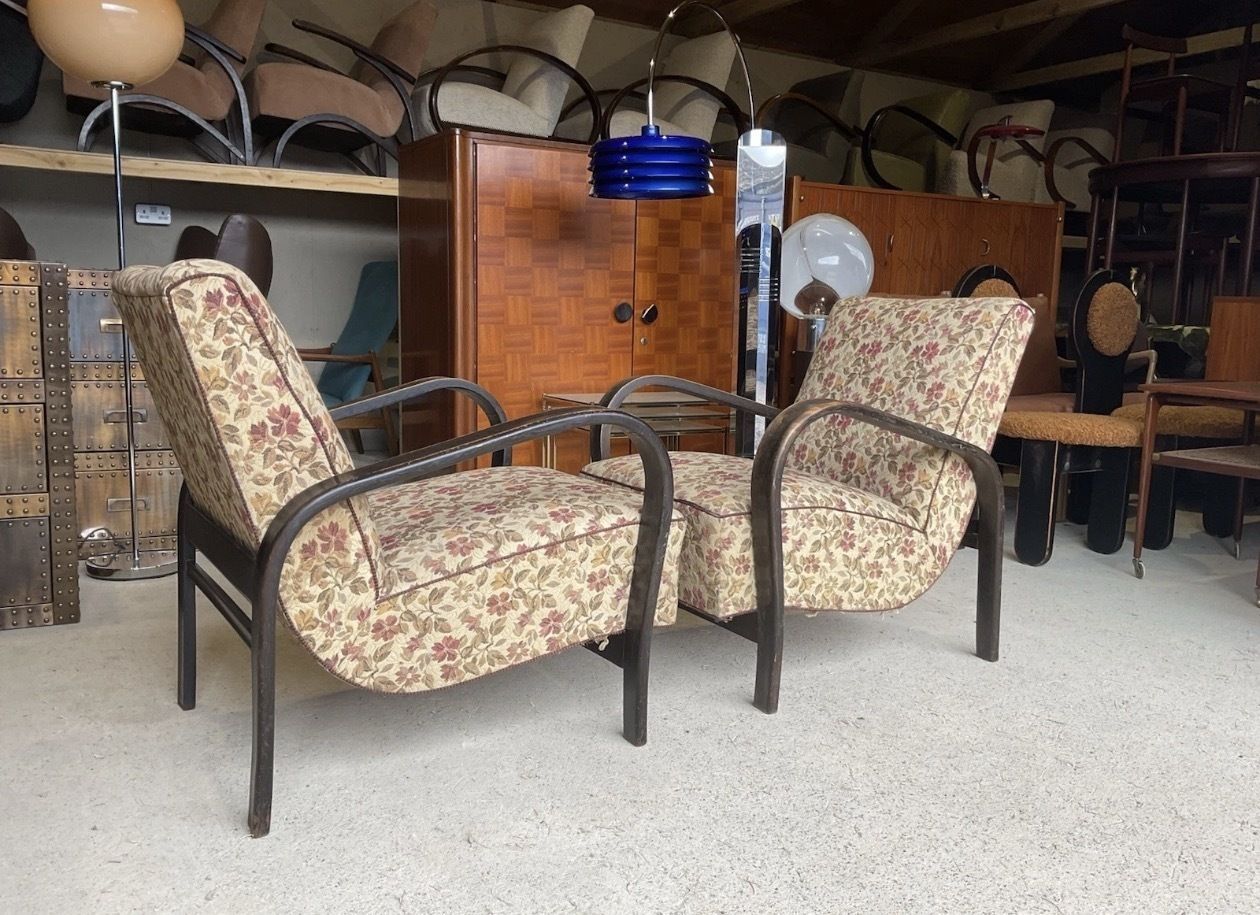 Set Of 2 Armchairs By Karel Kozelka & Antonín Kropáček For Praha Interier 50s photo vintage