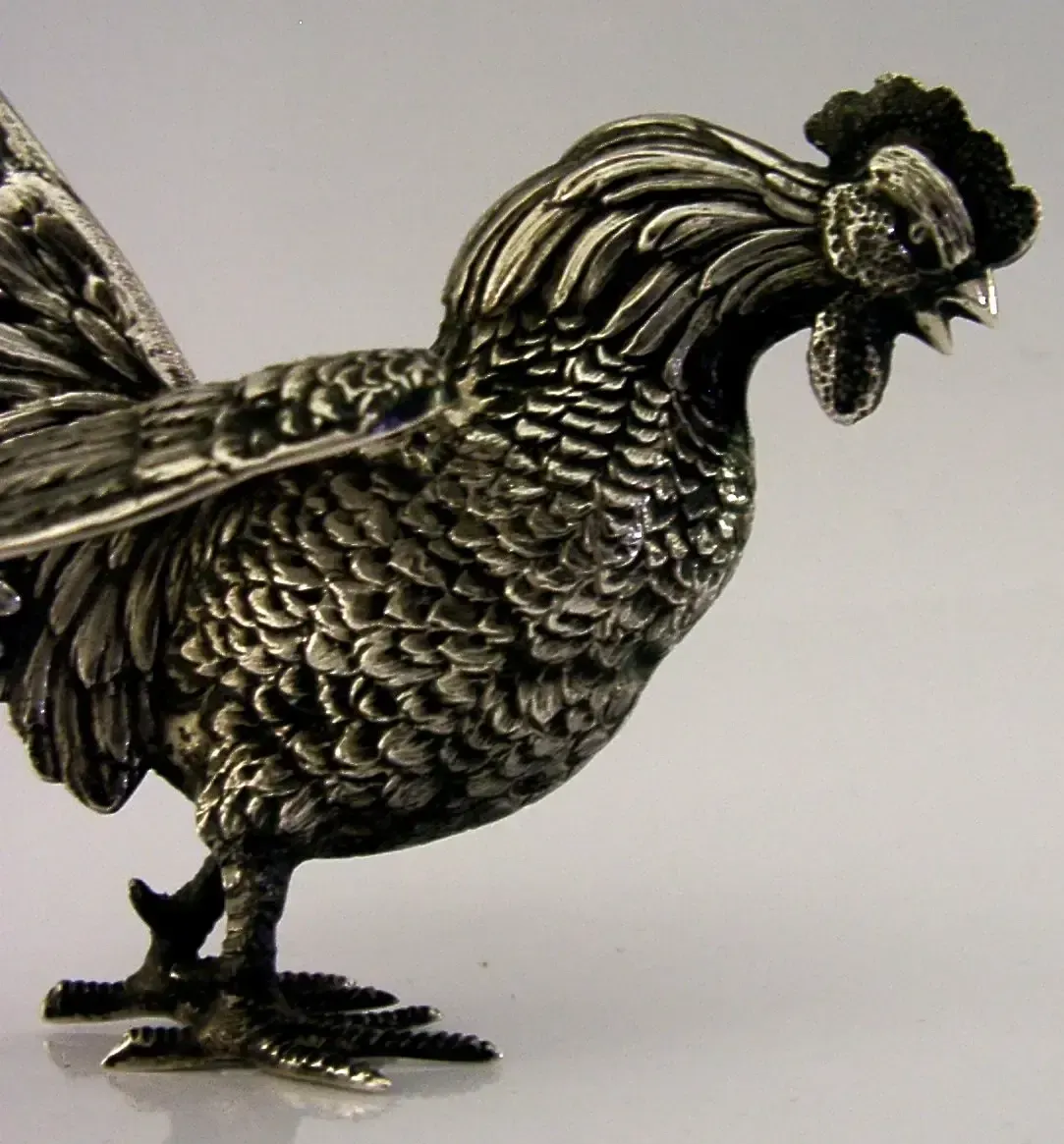 Figurine de coq en argent massif 833, 178 g, vers 1960 photo vinterior
