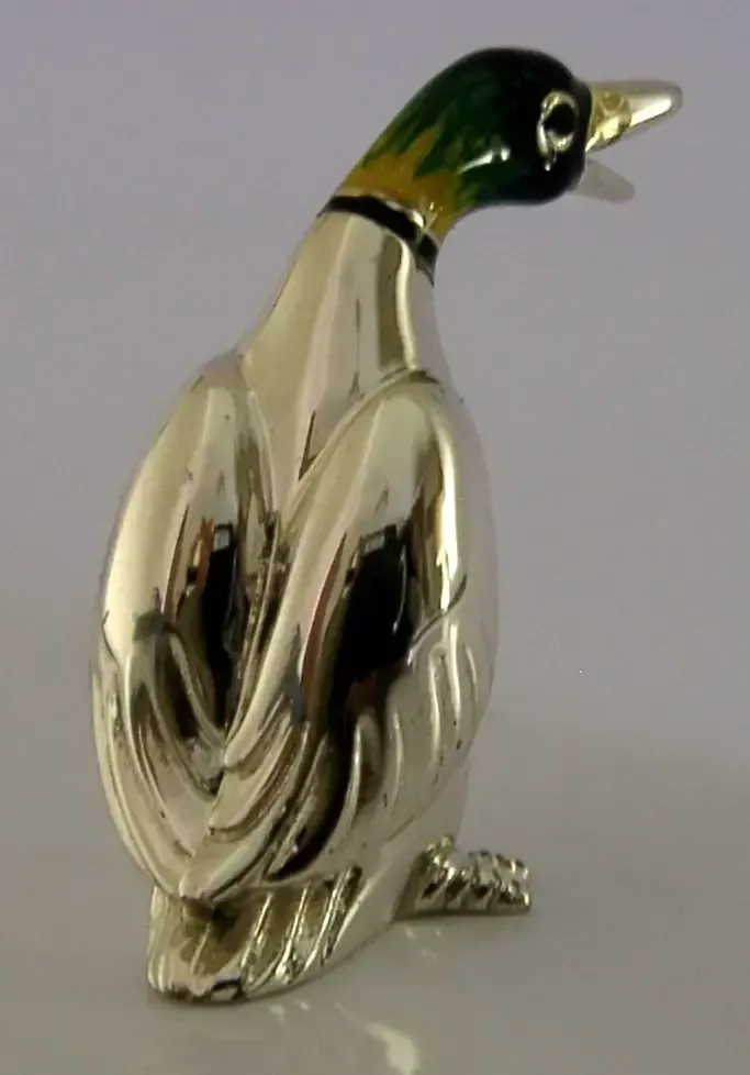 Decent Sized Sterling Silver Enamel Duck Bird Animal Figure 2007 Saturno photo furniture