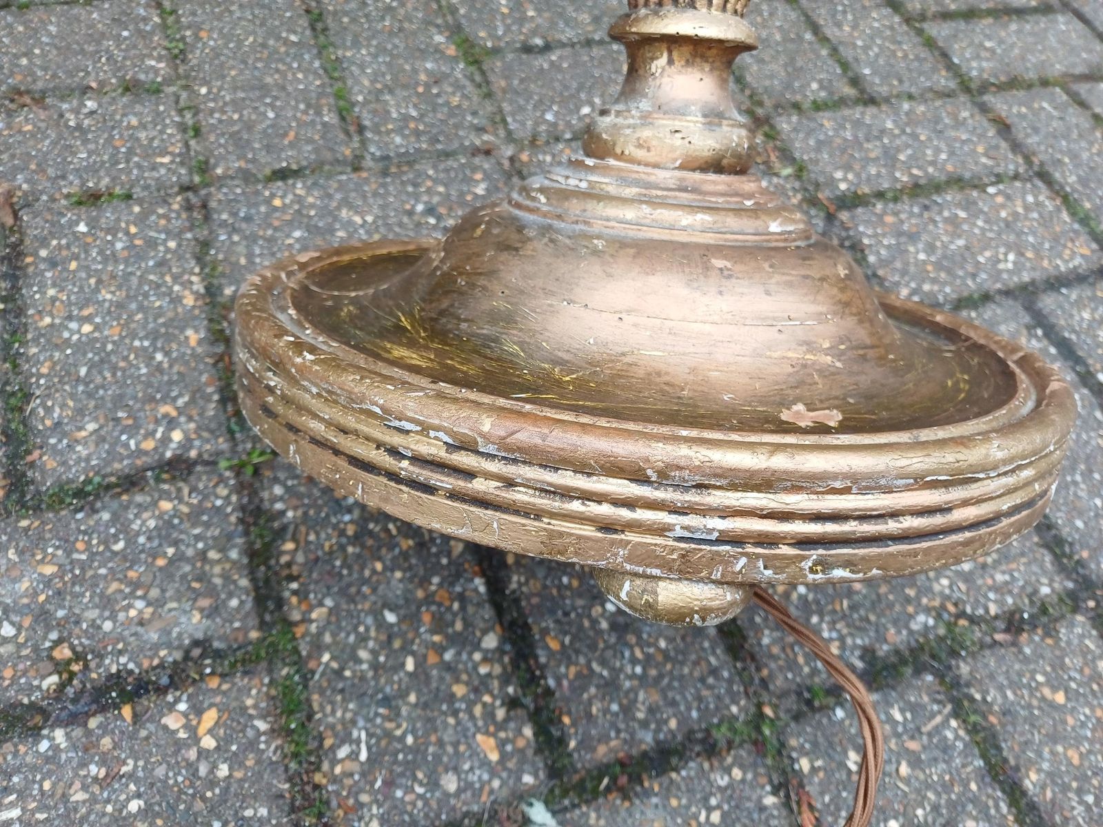 Antique Gilt Gold Standard Lamp Mahogany Floor Lamp Early Mid Century Fluted Turned Column Pat Tested And Working Vintage photo Lighting