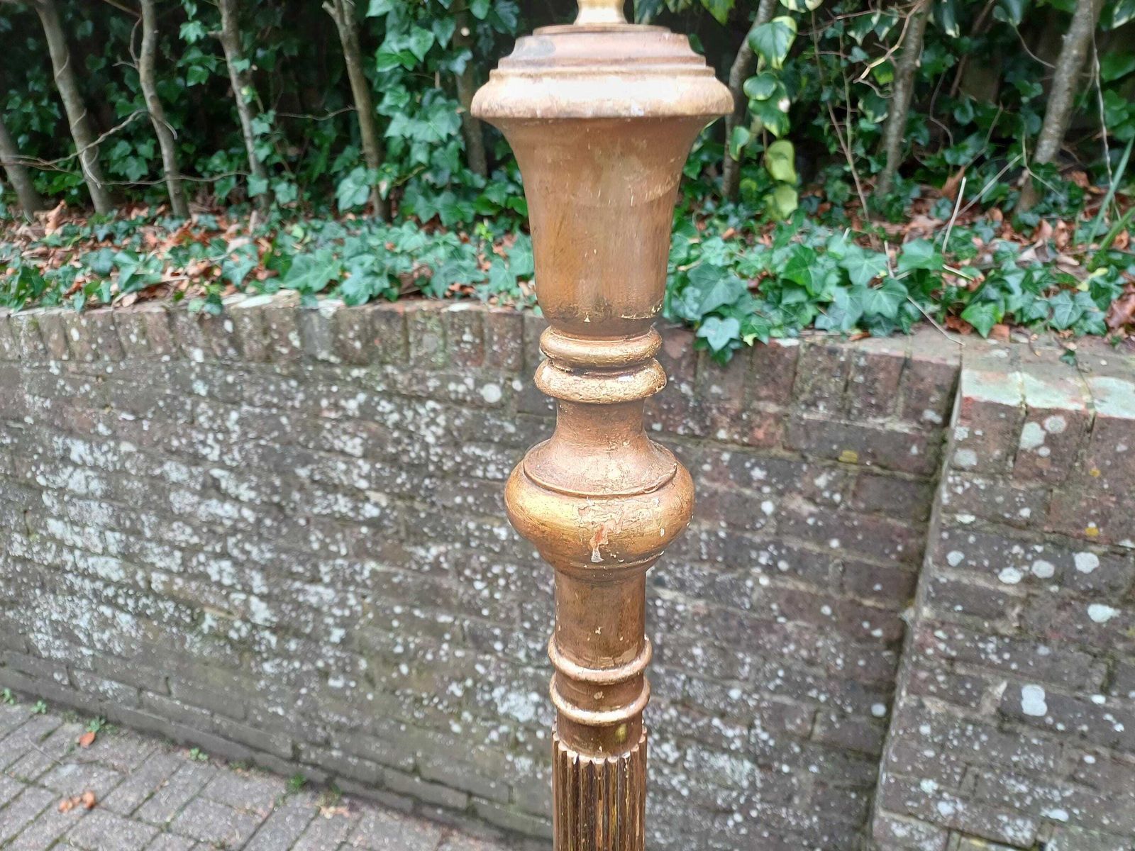 photo buy Antique Gilt Gold Standard Lamp Mahogany Floor Lamp Early Mid Century Fluted Turned Column Pat Tested And Working Vintage