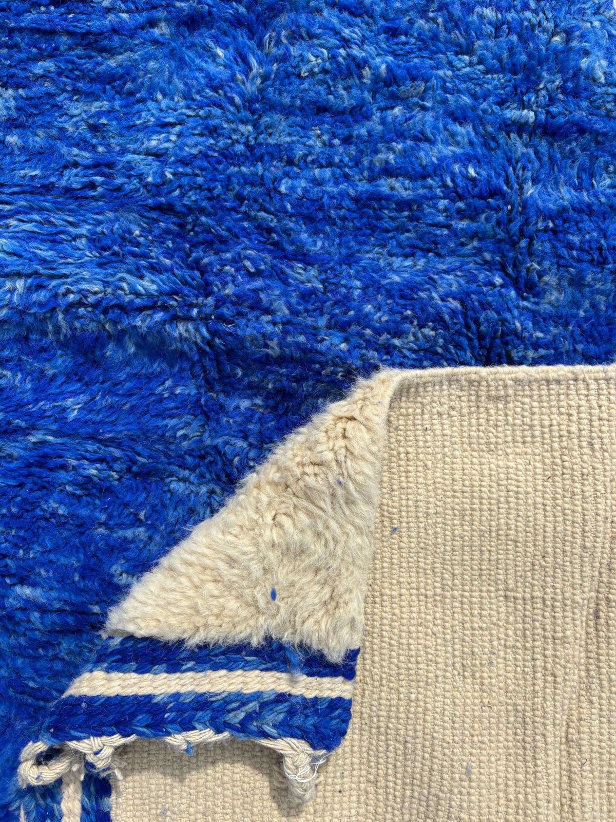 Marokkaans Mrirt-vloerkleed – Handgemaakt wol 190x290 cm – Modern Berber-vloerkleed – Blauw vloerkleed – Eigentijds interieur photo for sale