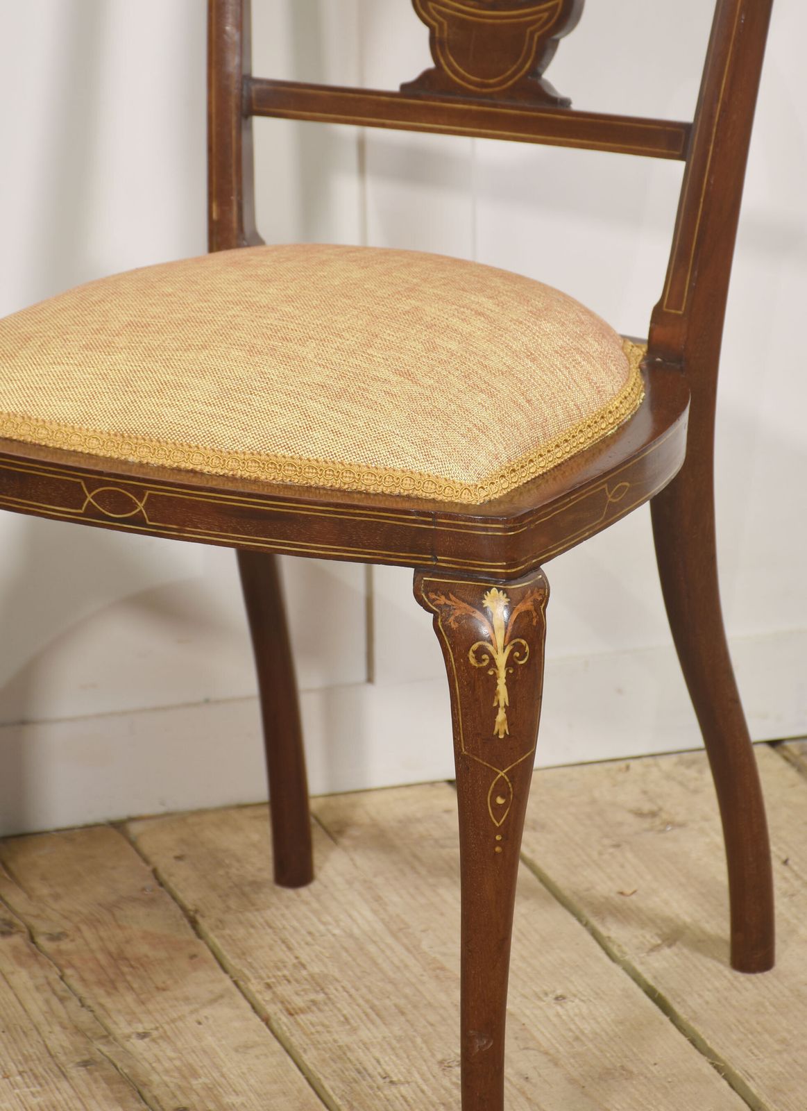Pair Of Inlaid Mahogany Side Chairs photo for sale