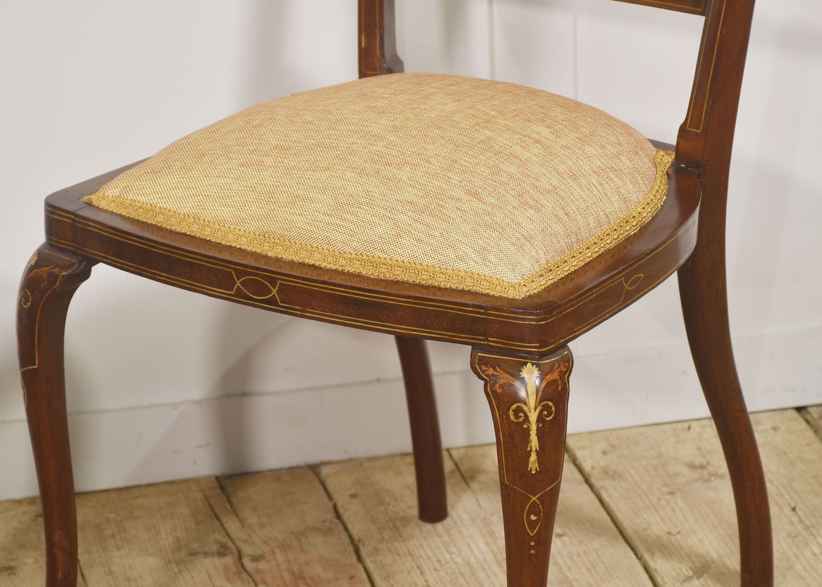 Pair Of Inlaid Mahogany Side Chairs photo buy