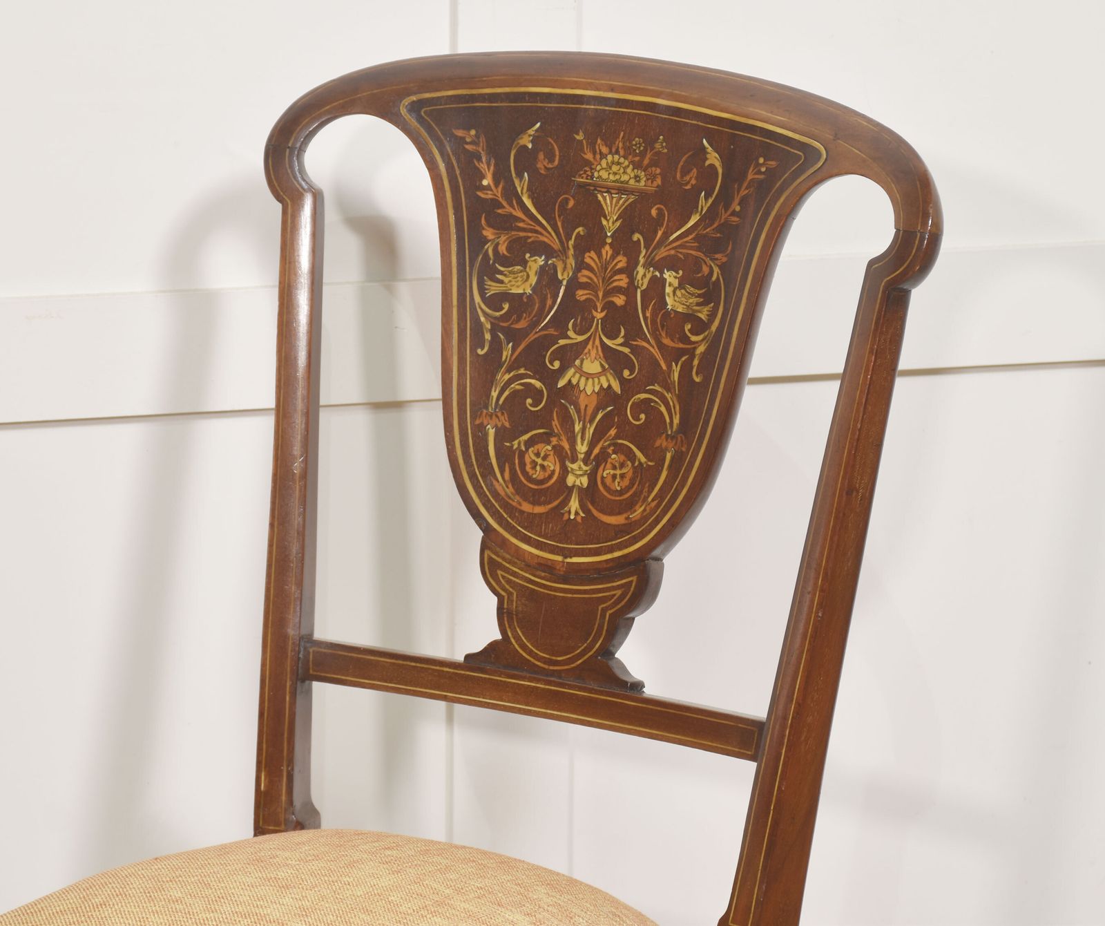 Pair Of Inlaid Mahogany Side Chairs photo vintage
