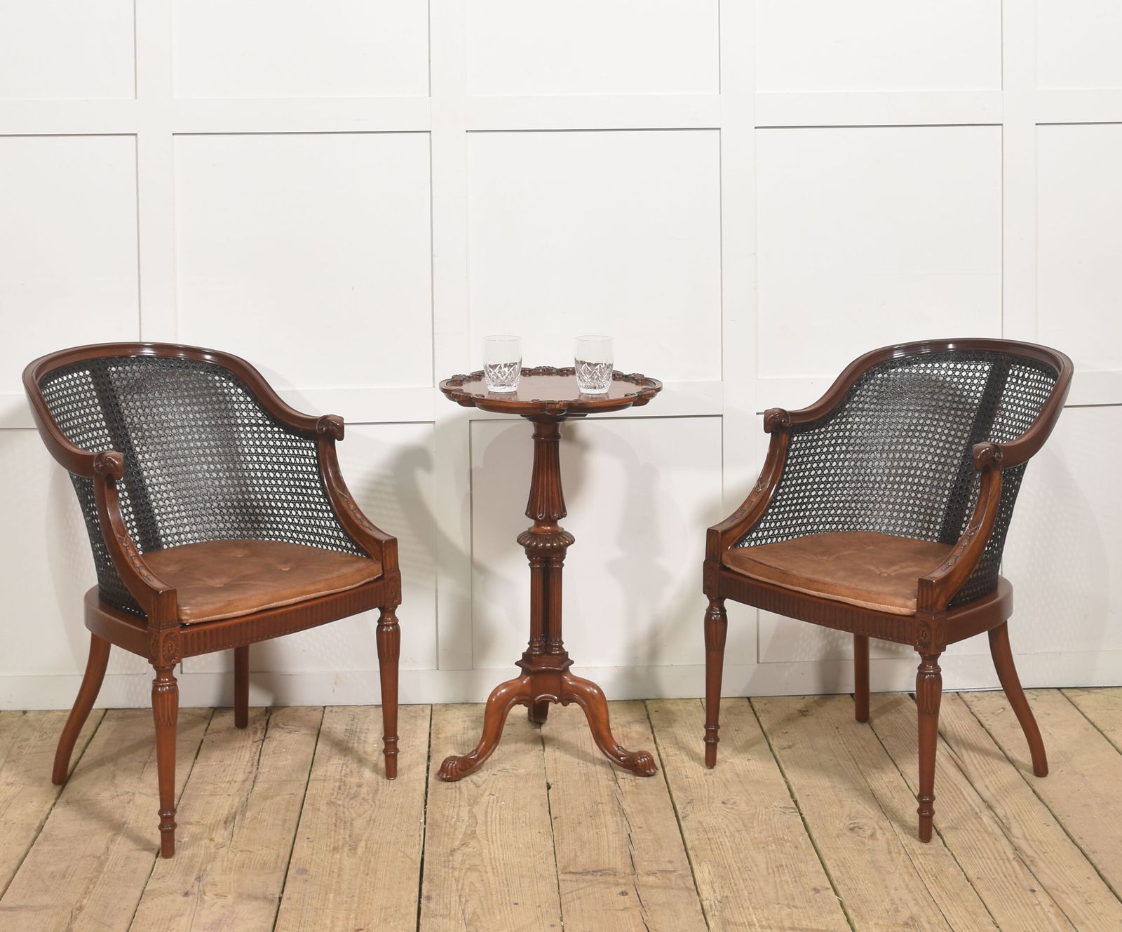 Pair Of Regency Style Mahogany Bergère Armchairs photo furniture