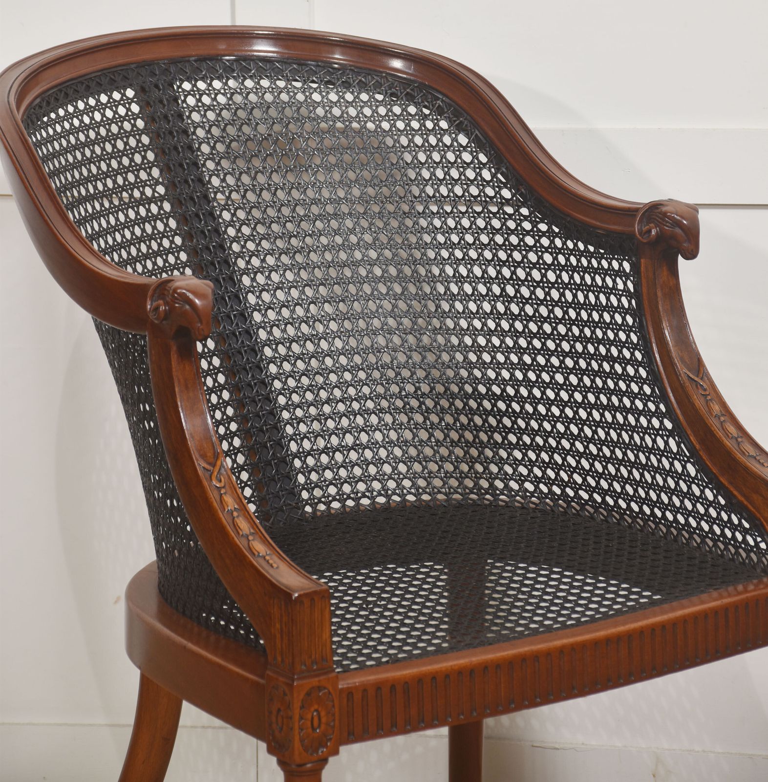 Pair Of Regency Style Mahogany Bergère Armchairs photo for sale