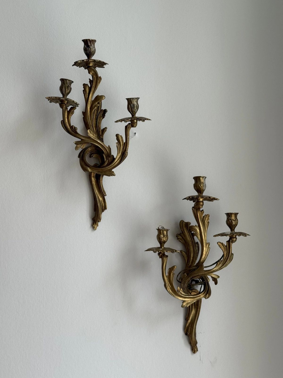 A Rare Set Of Six Early 20th Century Gilt Brass Wall Lights photo Lighting