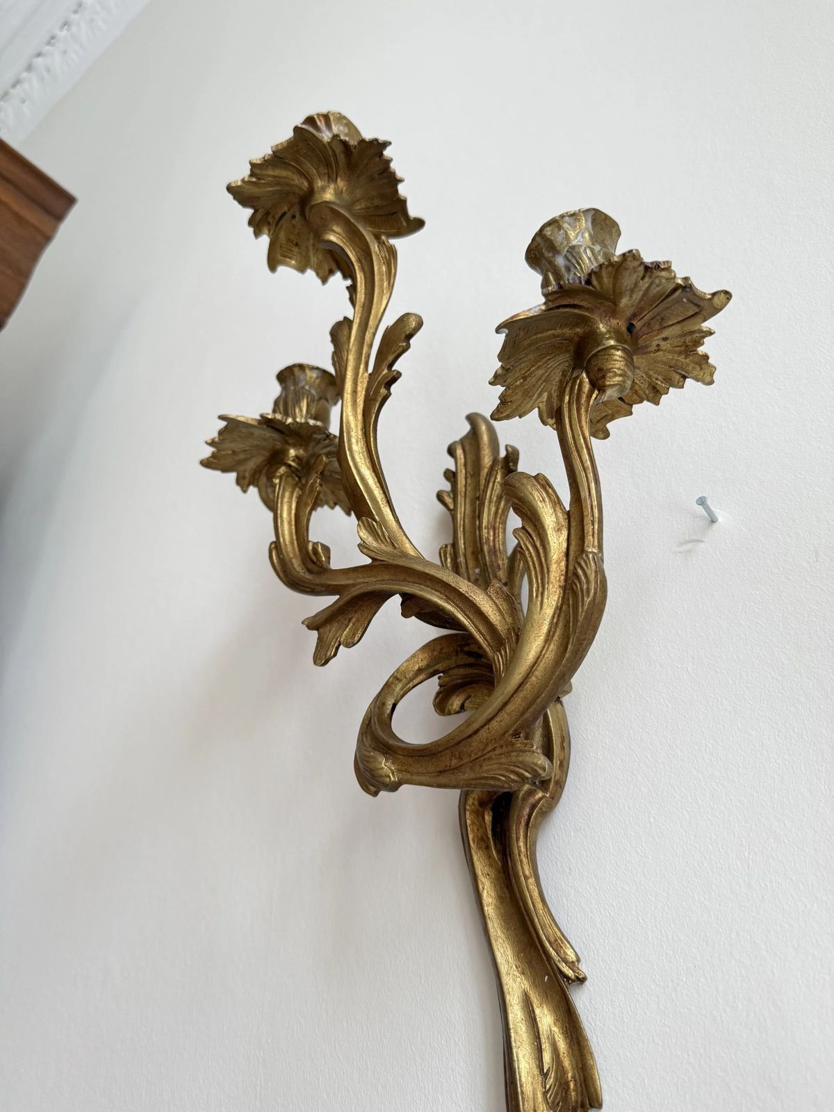 A Rare Set Of Six Early 20th Century Gilt Brass Wall Lights photo vinterior