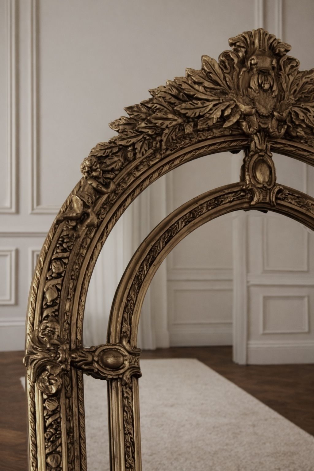 Antique Tall Ornate Mirror, 18th Century And Earlier photo vintage