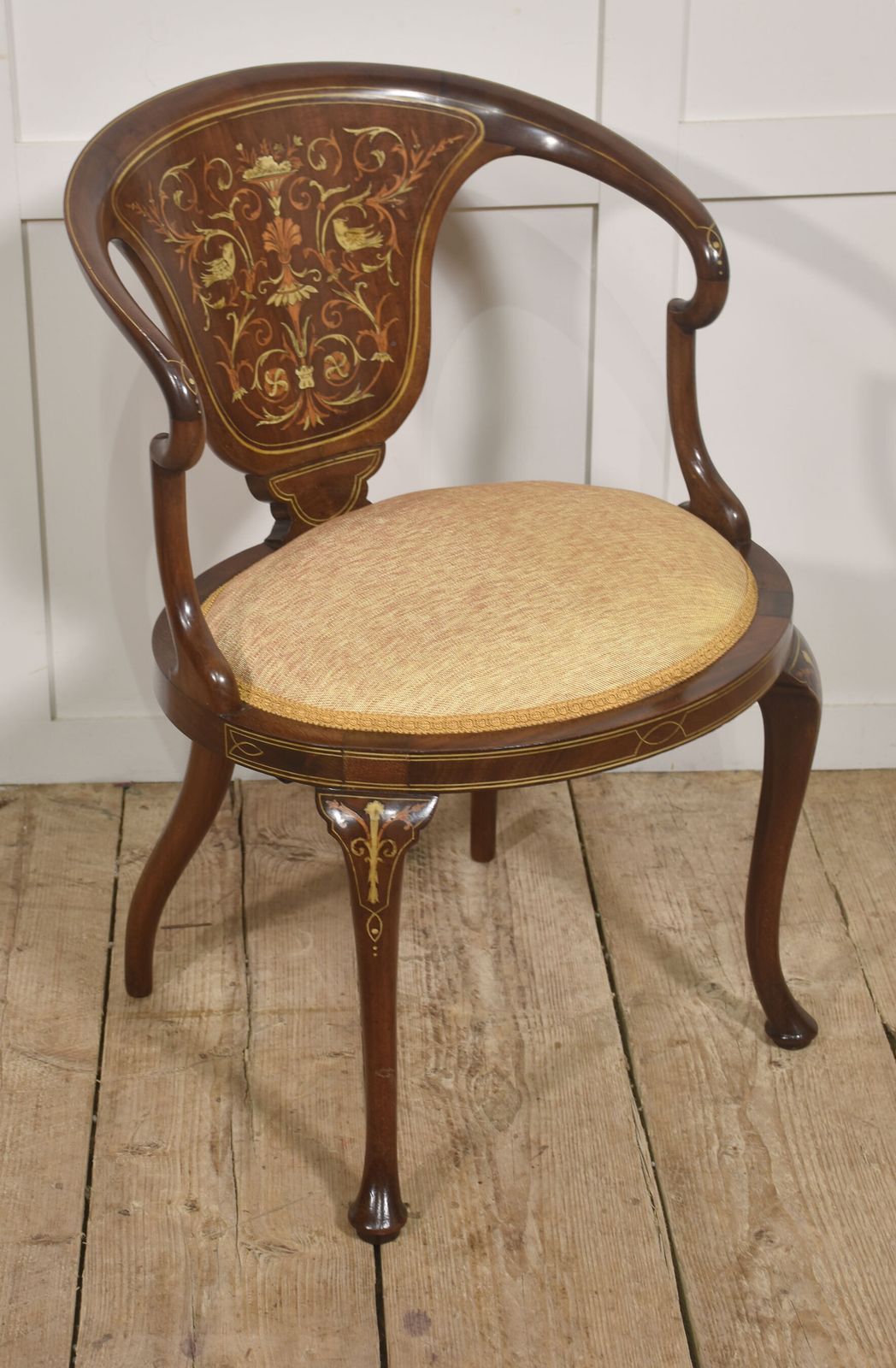 Inlaid Mahogany Tub Armchair photo vintage