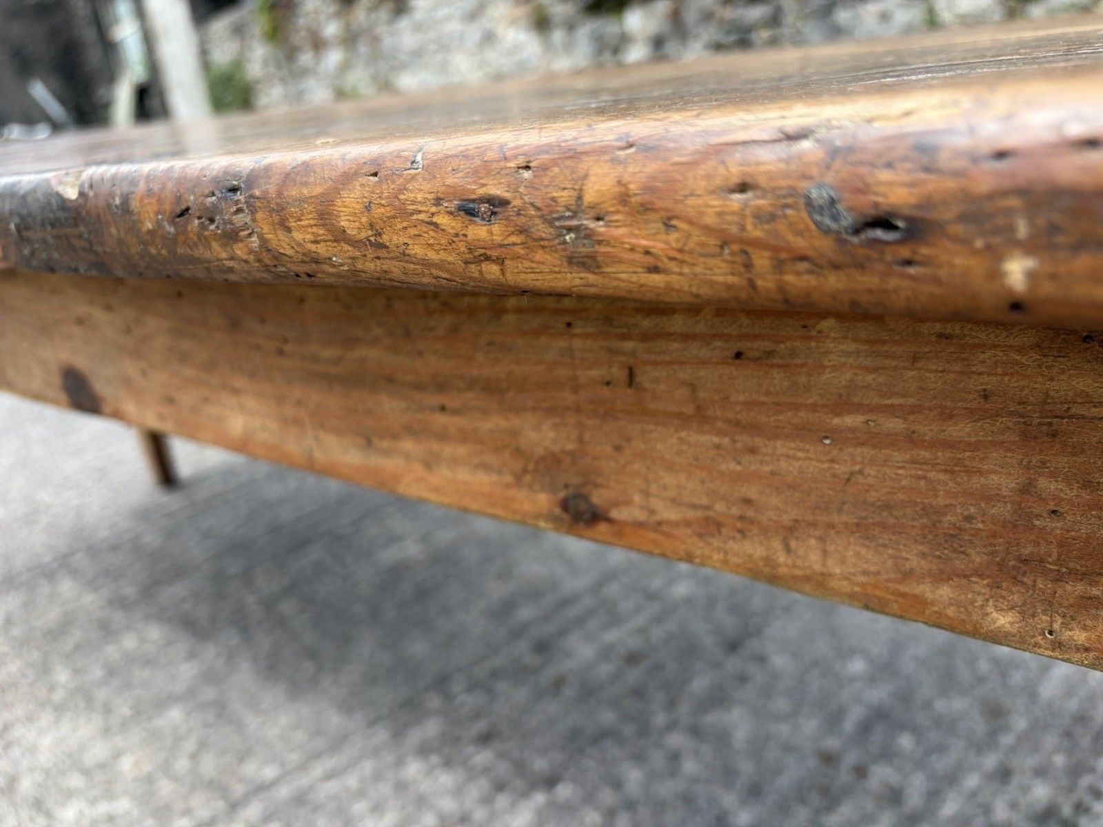 photo vinterior Antique French Pine Farmhouse Rustic Dining Table — 198cm — Circa 1900