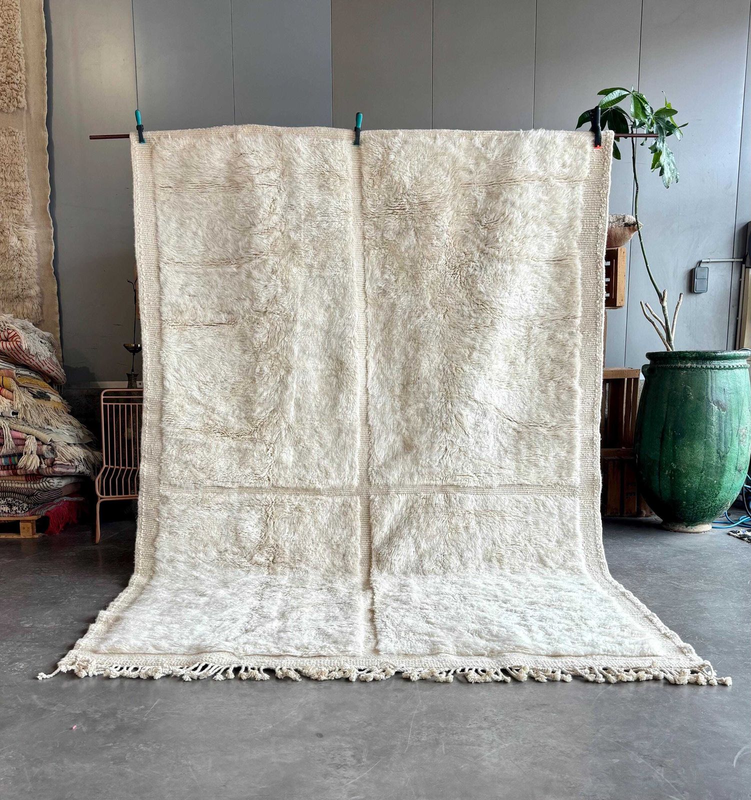Tapis Beni Ourain, tapis marocain 210x320 cm, tapis berbère, laine véritable, fait main, de style Beni Ourain