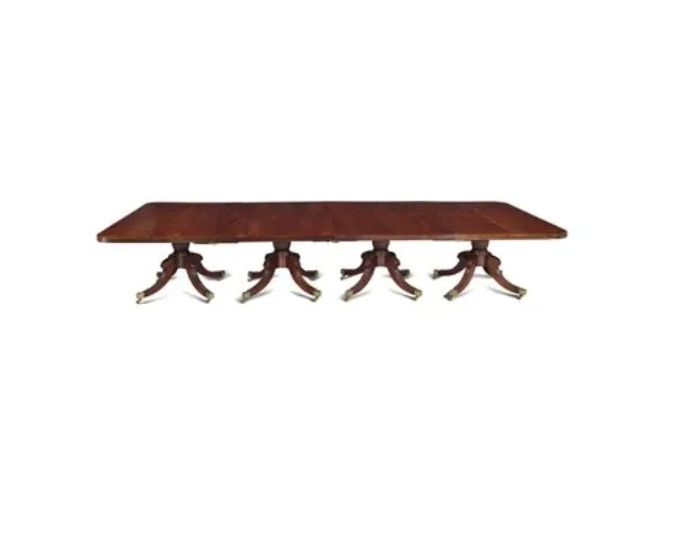 Antique Monumental Irish Regency Four Pedestal Mahogany Dining Table With Five Leaves photo furniture