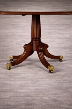 Antique Monumental Irish Regency Four Pedestal Mahogany Dining Table With Five Leaves photo vinterior