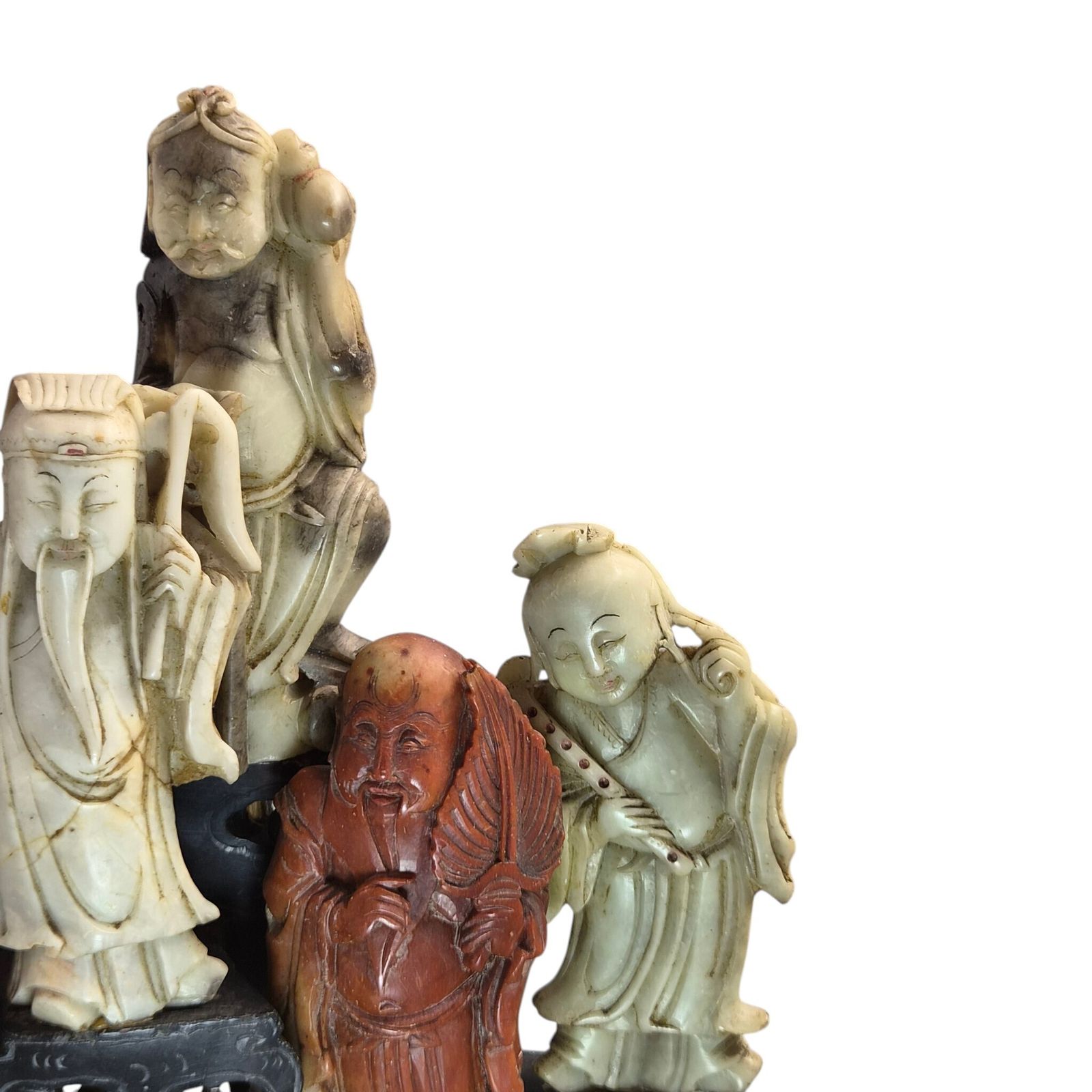 Kunst Chinese speksteen groep van Daoïstische onsterfelijken op doorbroken rotsbasement, begin 20e eeuw photo