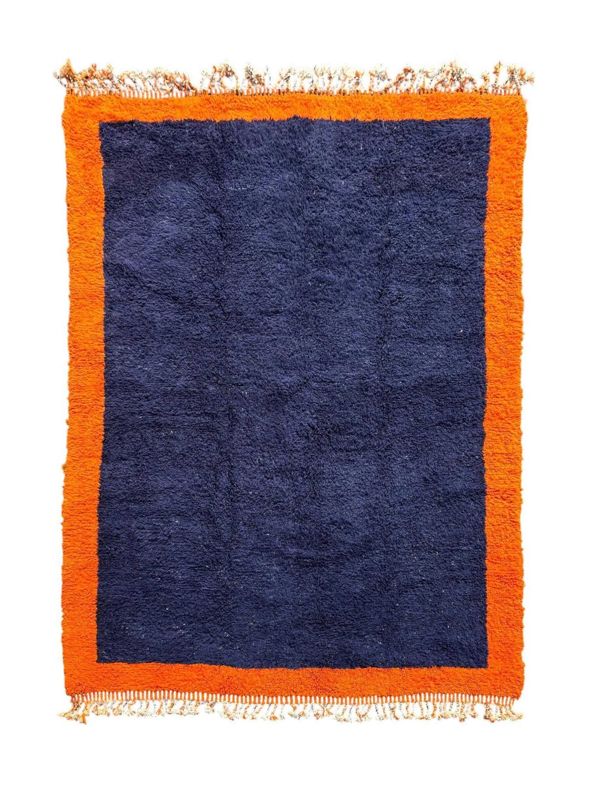 Tapis marocain M'rirt bleu orange 200 x 300 cm, tapis berbère en laine fait main, tapis de sol épais et moelleux, sur mesure photo furniture