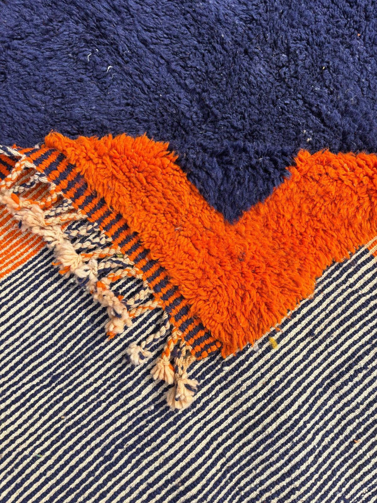 Blue Orange Moroccan M'rirt Rug 200x300 Cm Handmade Wool Berber Rug Luxury Minimalist Area Rug Thick Plush Carpet Custom Rug photo 1223.0