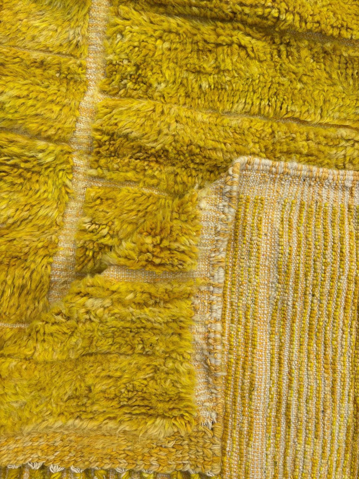 Mustard Yellow Moroccan M'rirt Rug 190x300 Cm Handmade Wool Berber Rug Luxury Minimalist Area Rug Thick Plush Carpet Custom Moroccan Rug photo Textiles