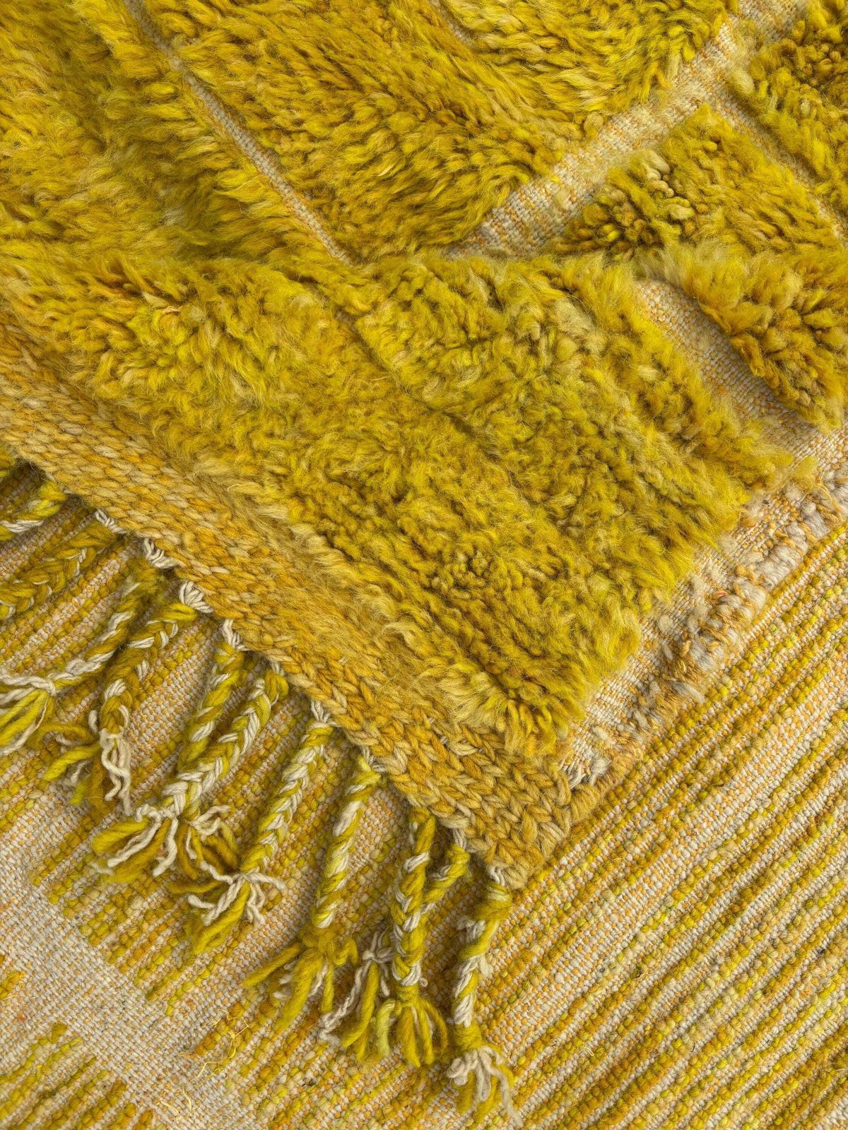 photo for sale Mustard Yellow Moroccan M'rirt Rug 190x300 Cm Handmade Wool Berber Rug Luxury Minimalist Area Rug Thick Plush Carpet Custom Moroccan Rug
