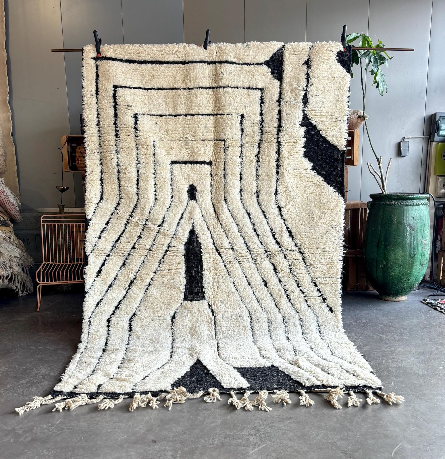 Berber Modern Marokkaans Mrirt Wollen Vloerkleed 190x300 Cm – Handgeweven Neutraal Berber Tapijt, Beni Ourain Tapijt, Modern Minimalistisch Interieur
