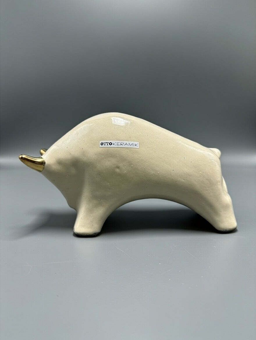 Otto Keramik Gold Edition Ceramic Bull West German Pottery Fat Lava