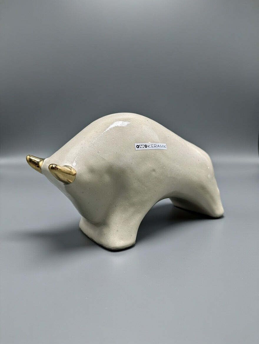 Otto Keramik Gold Edition Ceramic Bull West German Pottery Fat Lava photo furniture