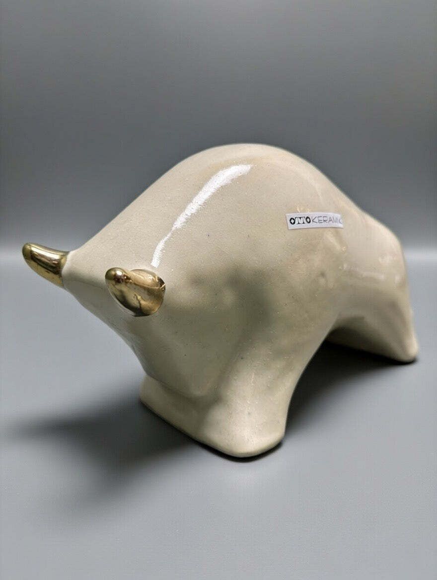 Otto Keramik Gold Edition Ceramic Bull West German Pottery Fat Lava photo for sale