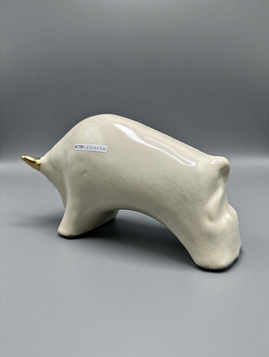 Otto Keramik Gold Edition Ceramic Bull West German Pottery Fat Lava photo vintage
