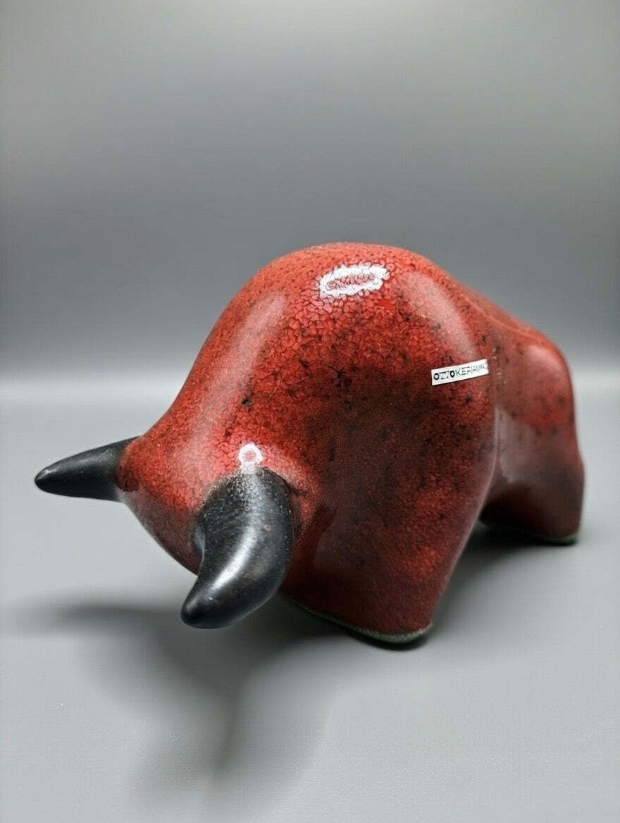 Otto Keramik Classic Ceramic Bull West German Pottery Fat Lava photo for sale