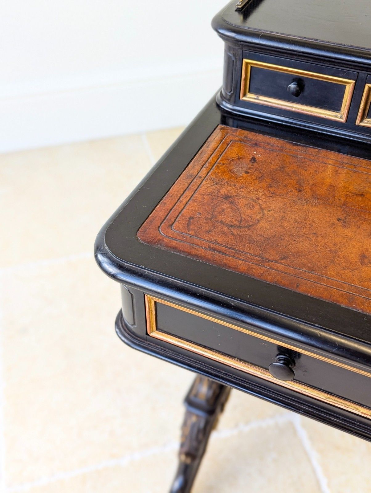 1145.0 Antique Victorian Ebonised Bonheur Du Jour C.1870 photo