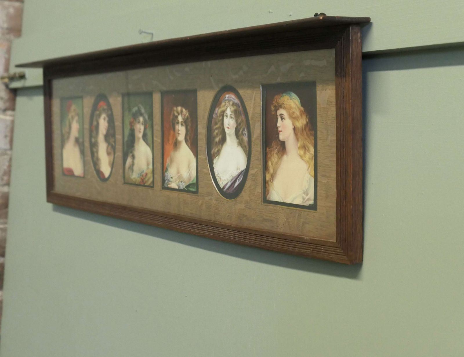 6 Pre Raphaelite Portraits Mounted In An Oak Shelf 6 Charming 19th Century Ladies photo 480.0