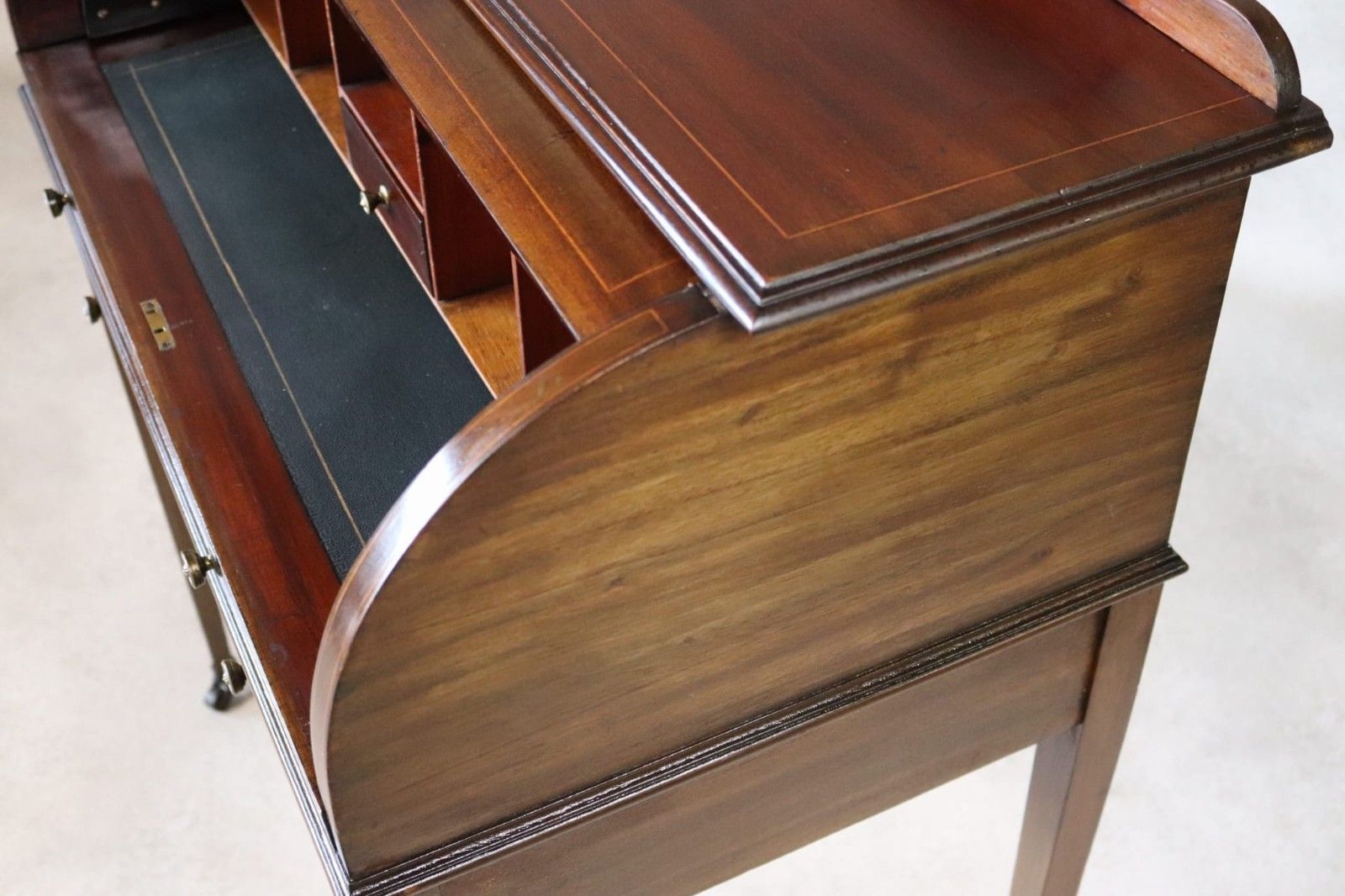 photo for sale ​Antique Edwardian Mahogany Cylinder Bureau Desk Sheraton Style Circa 1900