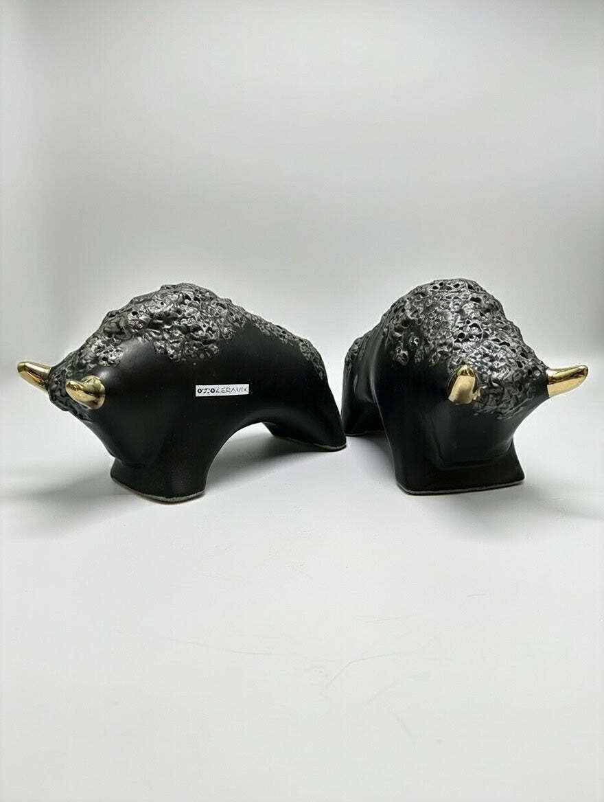 photo for sale Otto Keramik Gold Edition Ceramic Bull West German Pottery Fat Lava