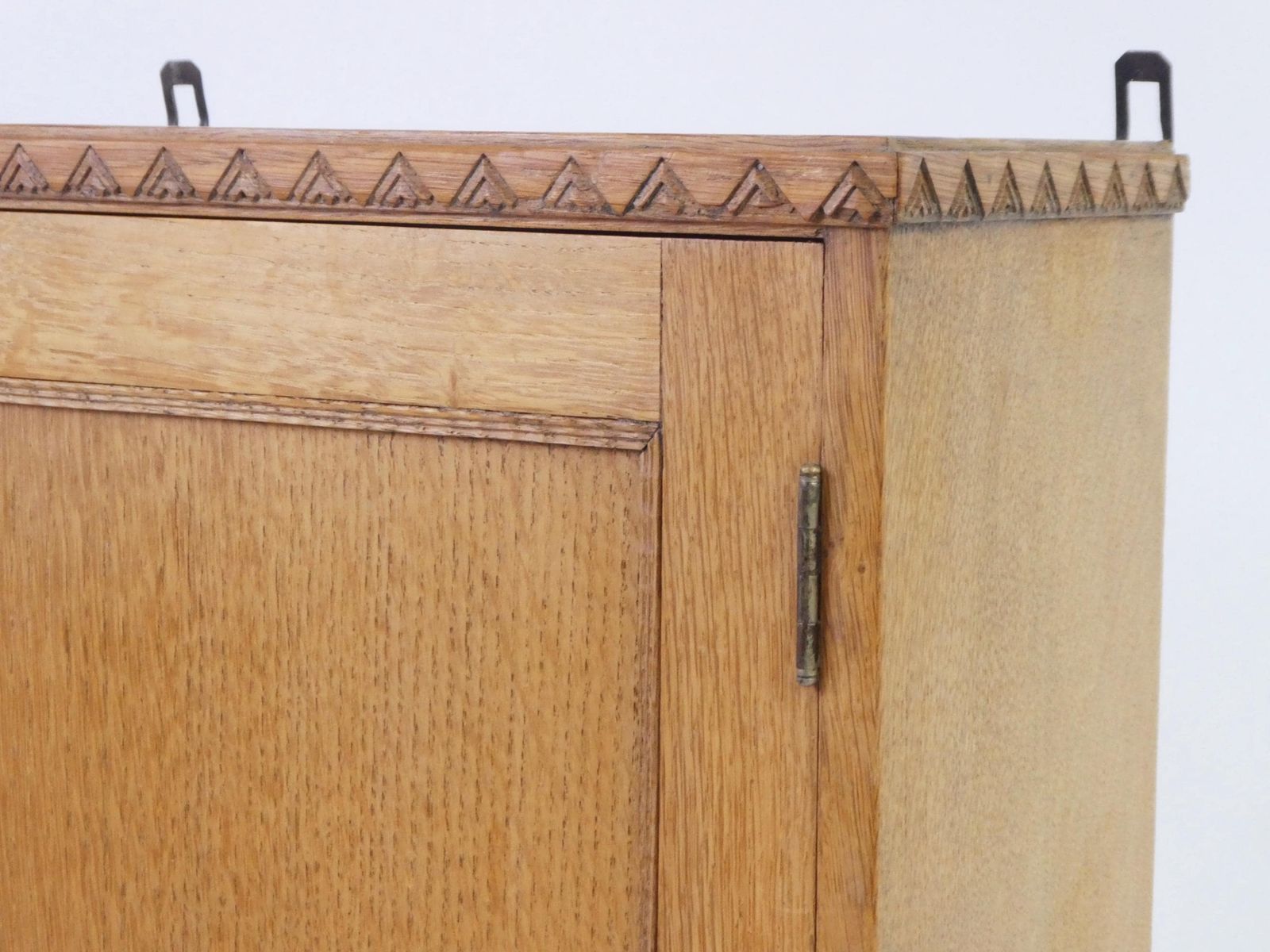Antique Light Oak Art Deco Medicine Cabinet, Small Apothecary Chest With Carved Details photo Furniture
