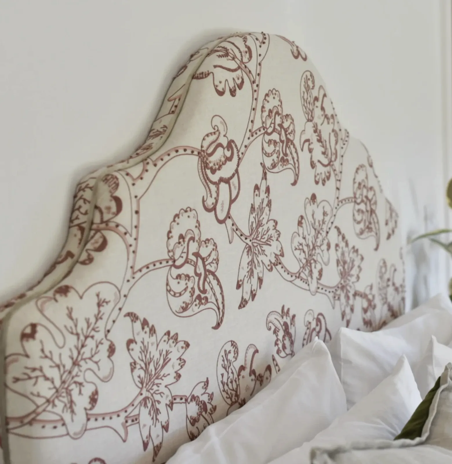 King Size Headboard In James Hare Arboreal Burnt Blossom Embroidered Fabric photo furniture