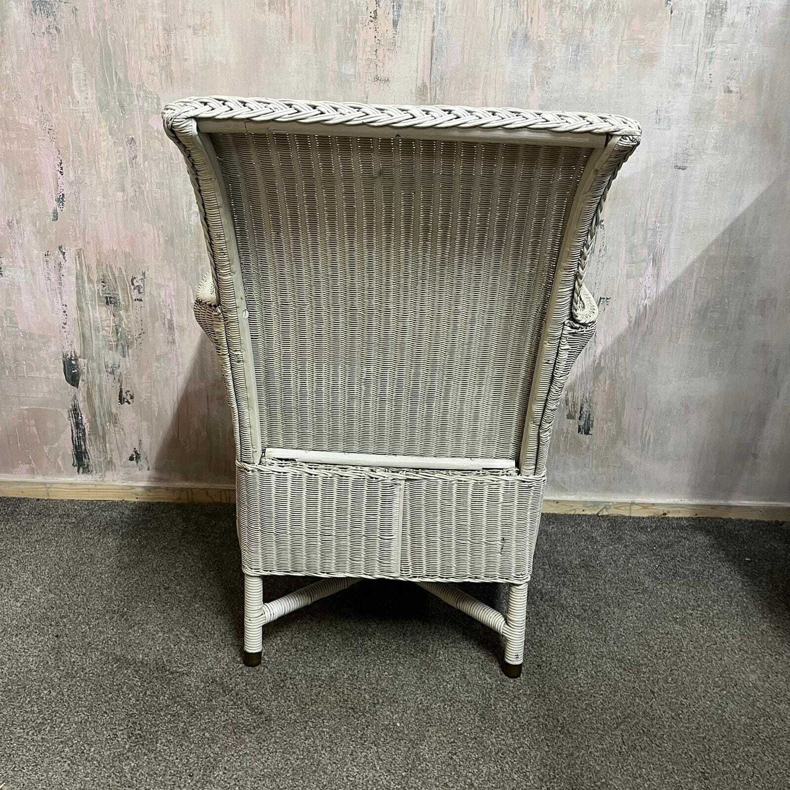 Vintage Lloyd Loom Style High Backed Armchair Brass Feet Retro Mid Century photo Furniture