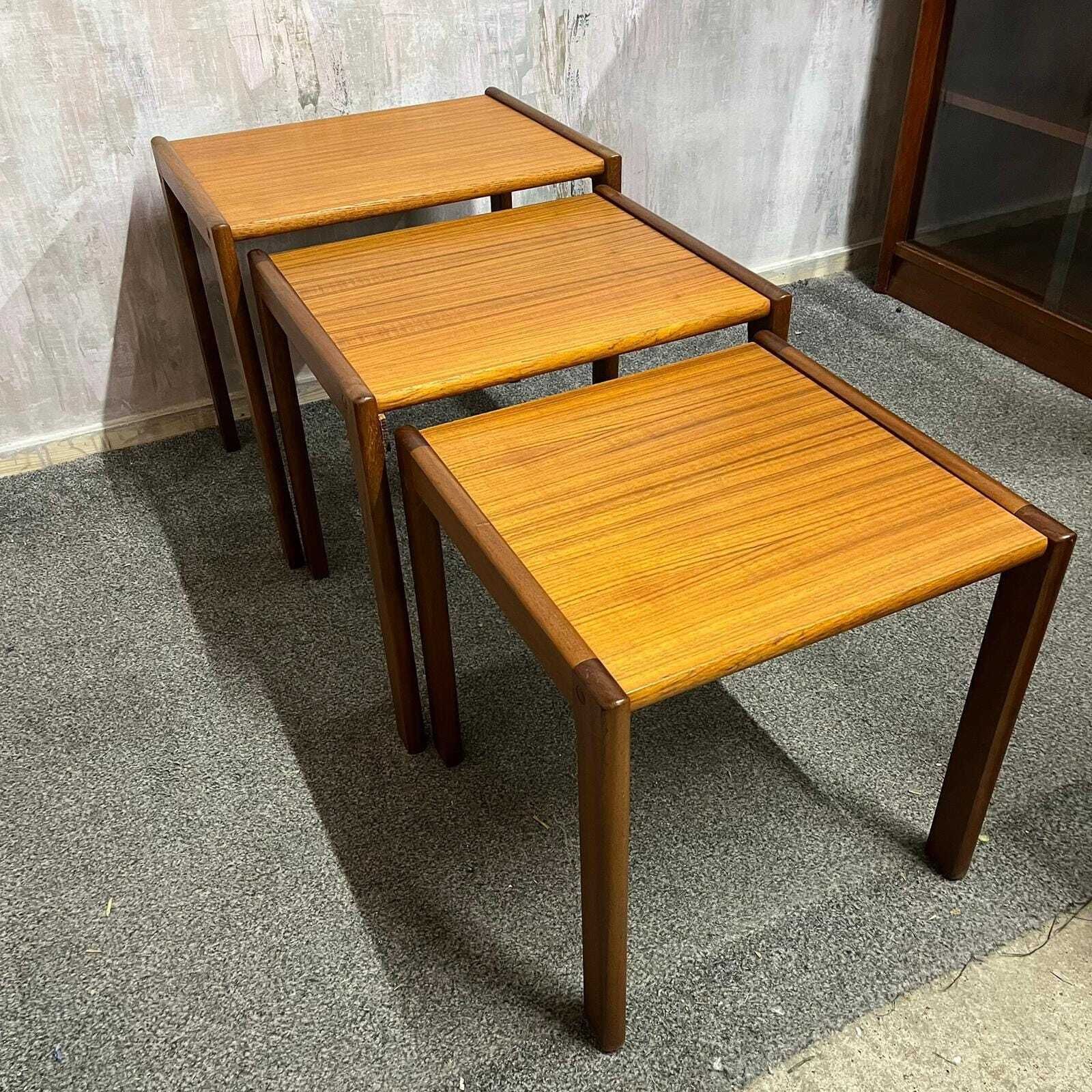 photo for sale Danish Nest Of Tables Brdr Furbo Spottrup Mid Century Teak Side Tables Vintage