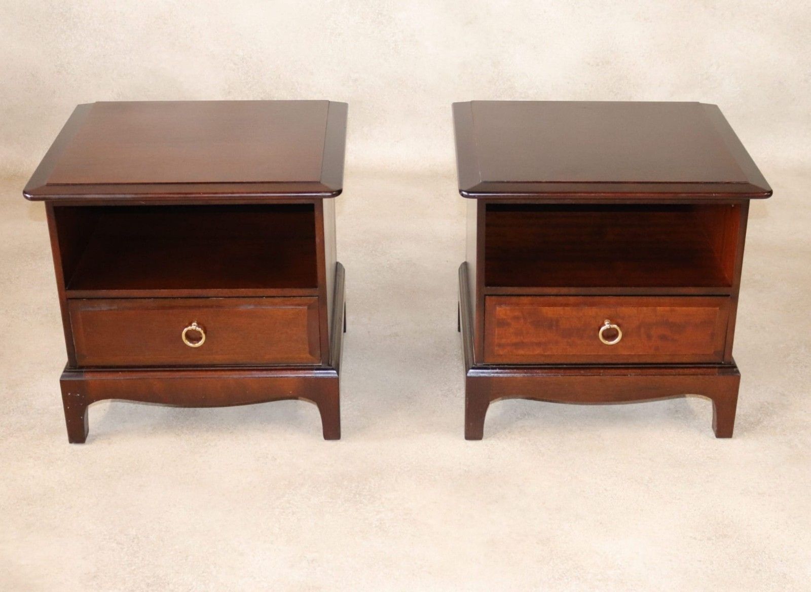photo furniture Vintage Pair Of Stag Minstrel Bedside Cabinets / Tables