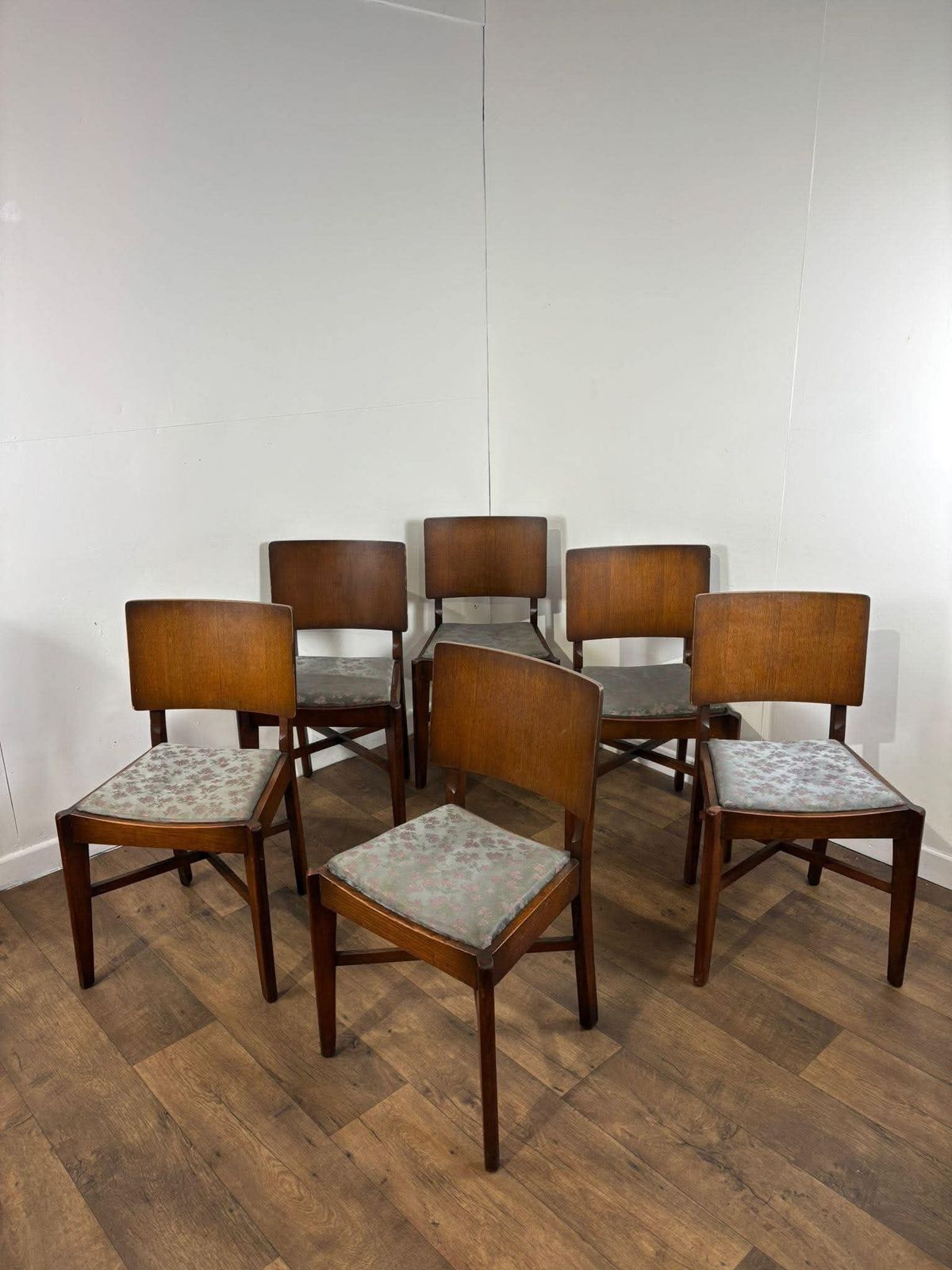 Vintage Oak Set Of Six Dining Chairs photo Furniture