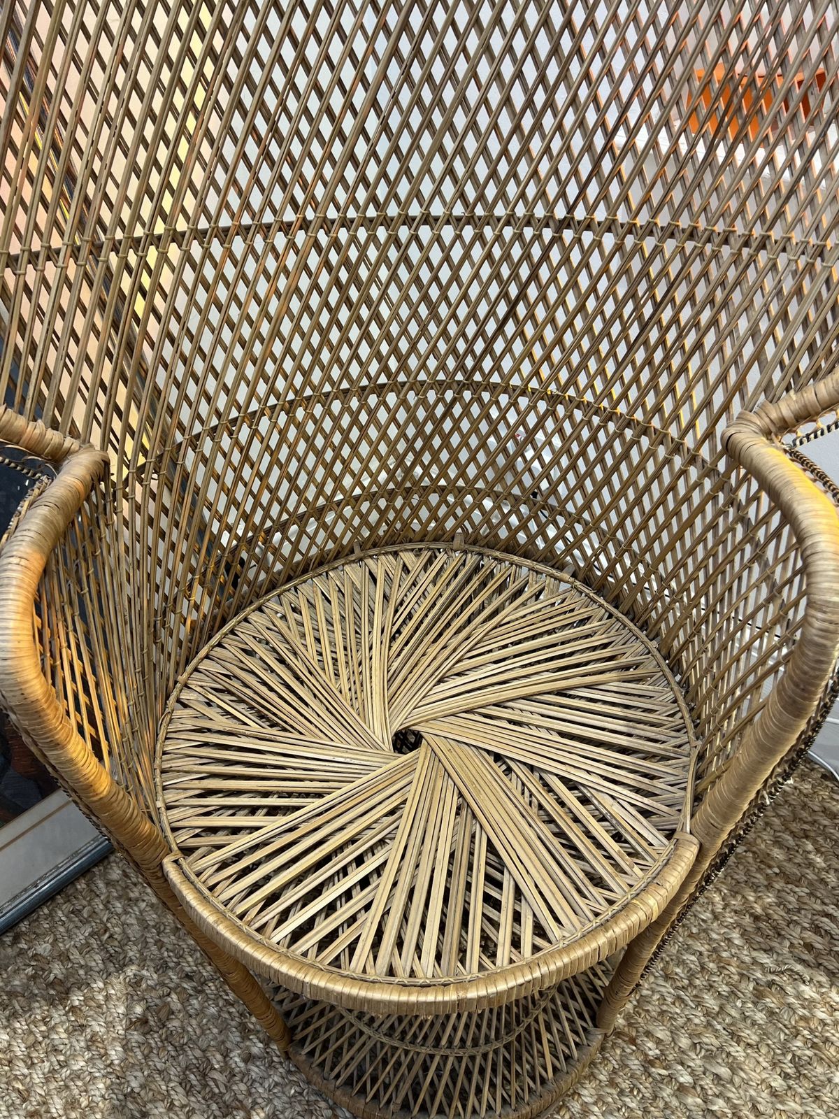 Vintage Peacock Rattan Chair (1970s) photo 95.0