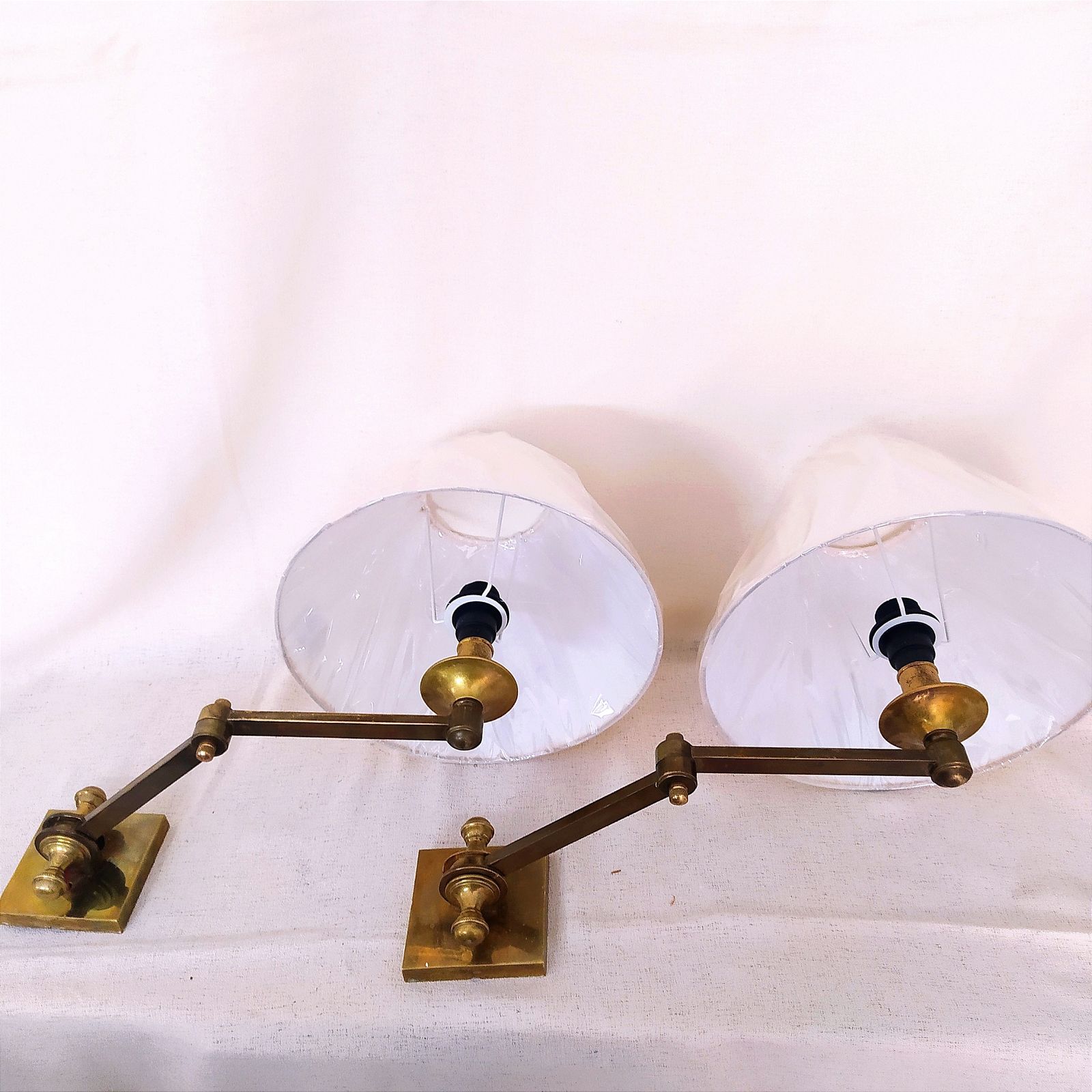 Pair Of 1960's Brass Swing Arm Wall Lights photo buy