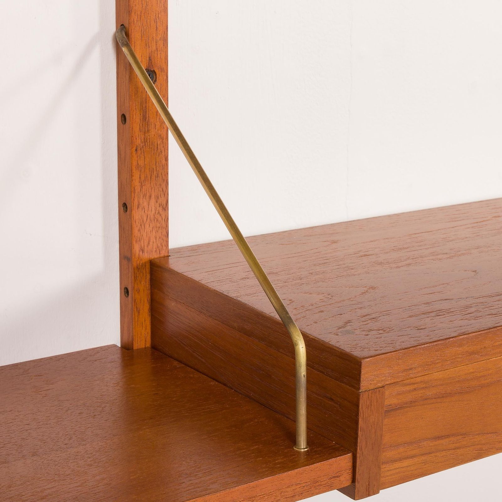 photo buy Danish Teak Wall Unit In The Style Of Cadovius, Sorensen With A Lamp, 1970s