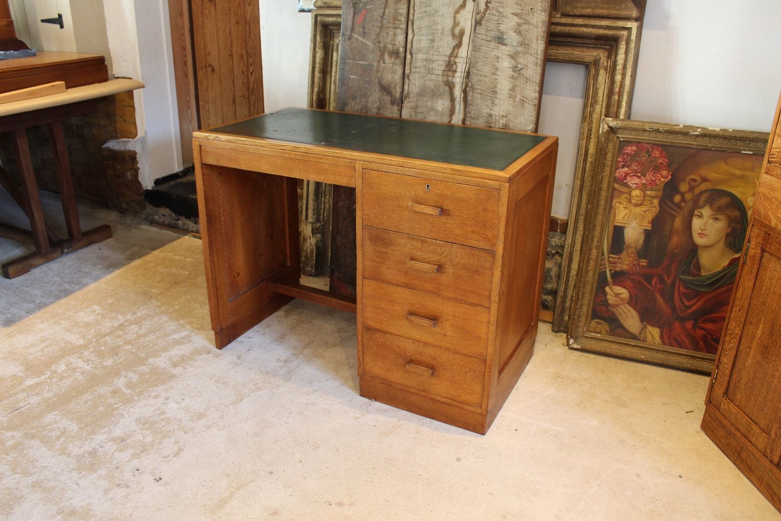 Heals Oak Desk Voysey Family Arts And Crafts C1920