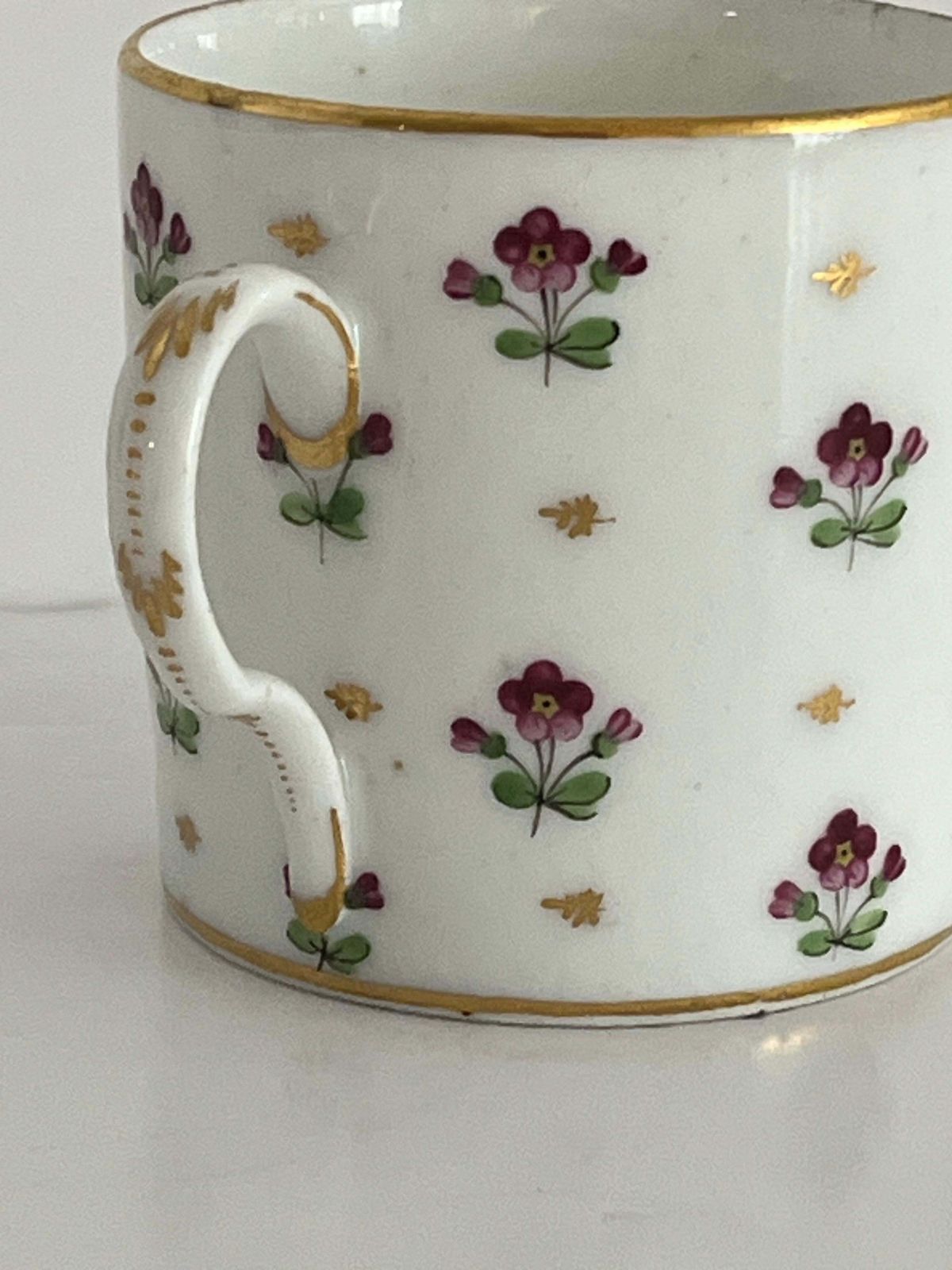 Old Paris Porcelain Coffee Can Floral Sprigs Polychrome, French Ca 1795 photo for sale