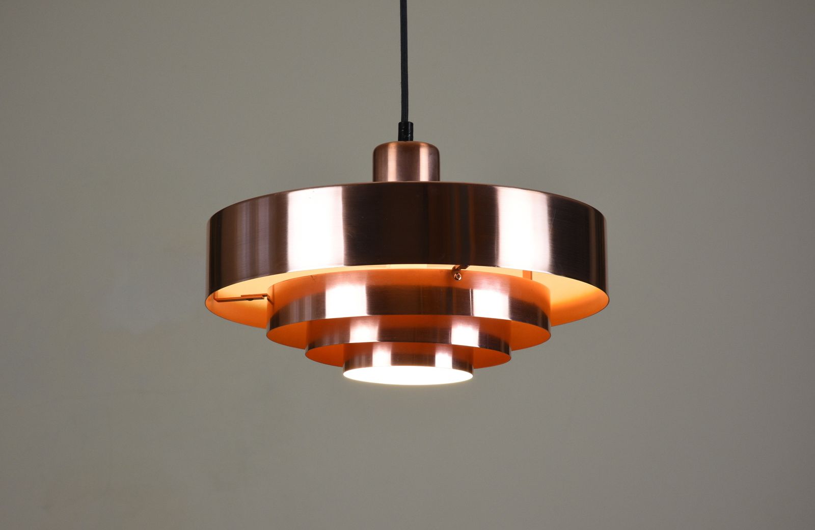 Roulet Pendant Lamp In Copper By Jo Hammerborg For Fog & Mørup, Denmark, 1963 photo vinterior