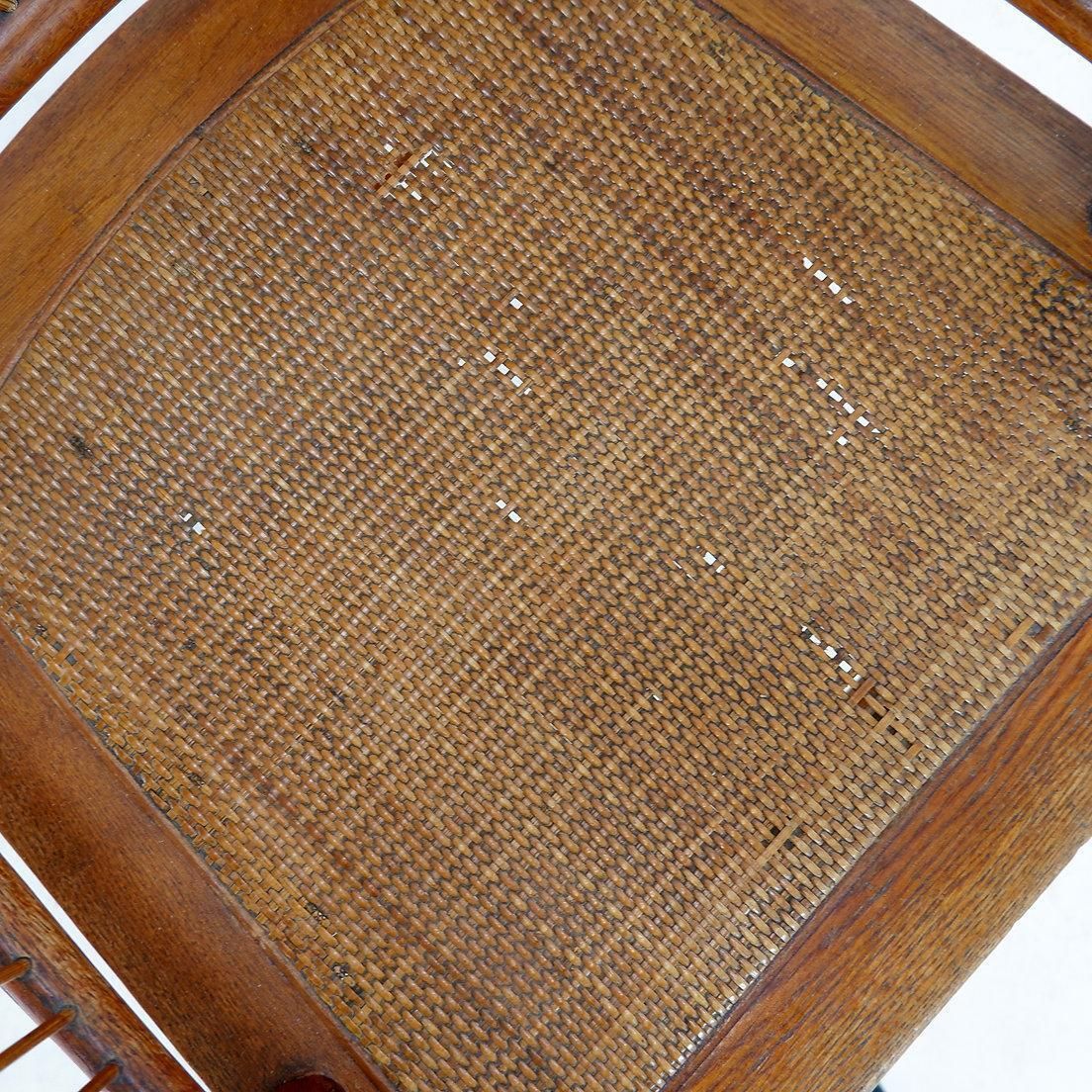 Jardin D'hiver High Back Armchair, Wood & Wicker, Mid Century Modern photo vinterior