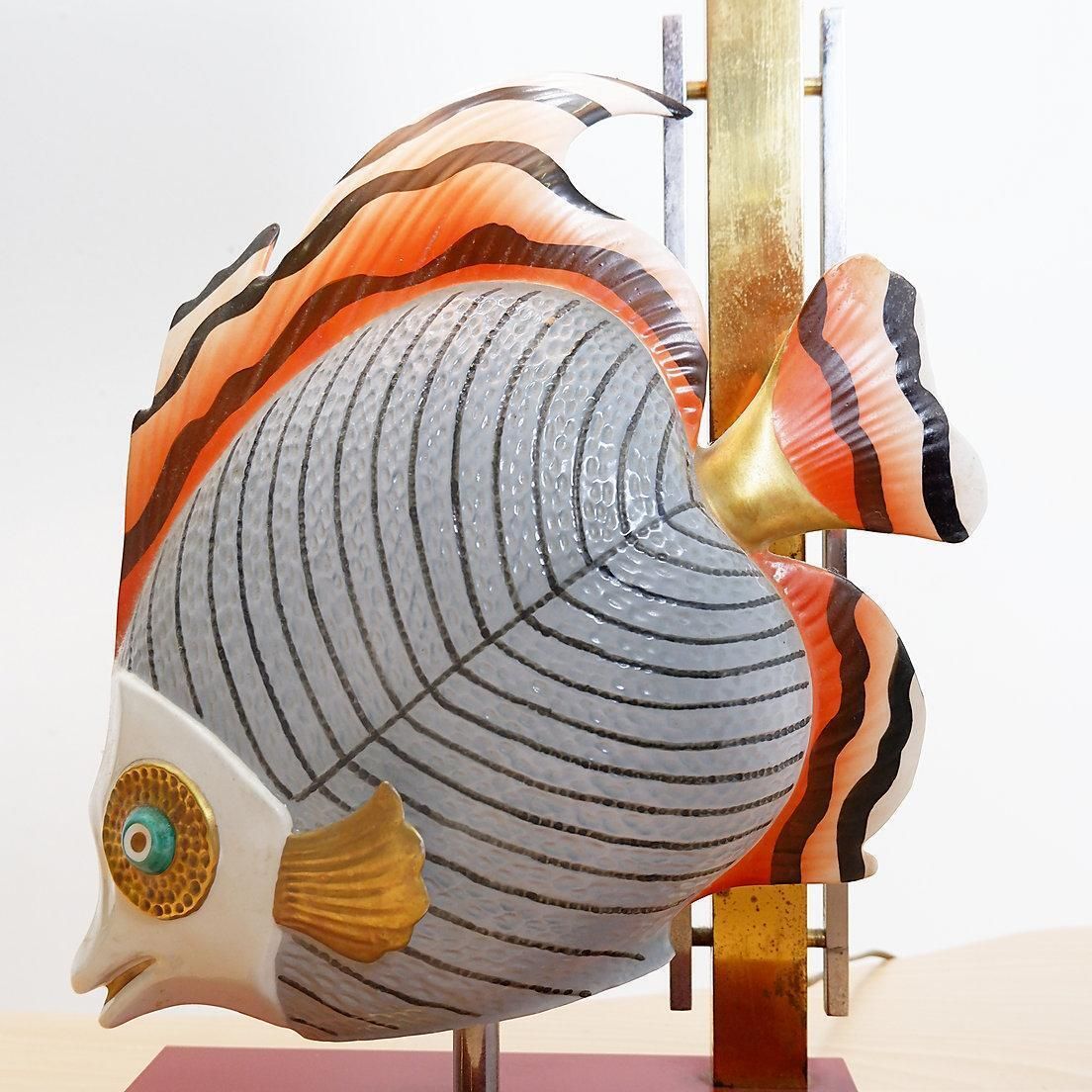 Giulia Mangani For Oggetti Porcelain Sculpture Of Fish Lamp   Circa 1980 photo furniture
