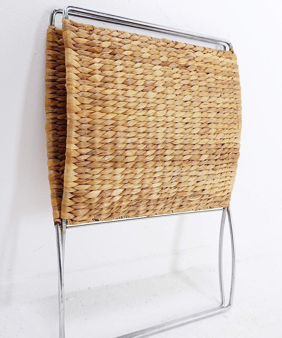 photo for sale Foldable Magazine Rack In Chrome And Banana Leaves   1970s